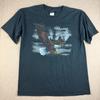 Vintage Prairie Mountain T Shirt Men's L Black Dollywood Eagle Animal Nature Unisex T-Shirt