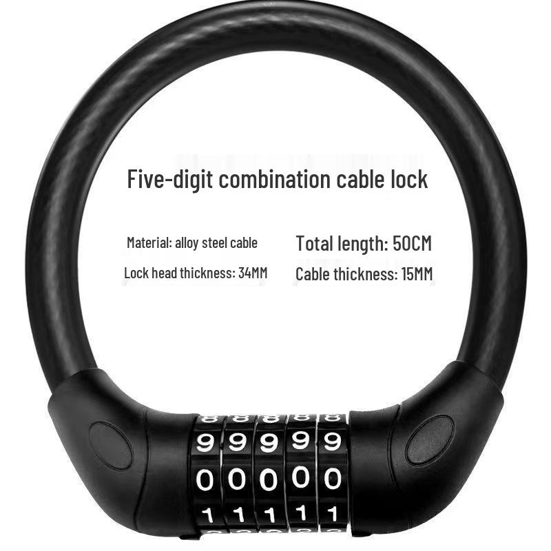 Multifunctional Anti-theft Steel Cable Lock for Bicycles & Motorcycles
