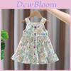 Girl Summer Dress With Floral Pattern And Cotton Fabric For Kids Age 3 To 8