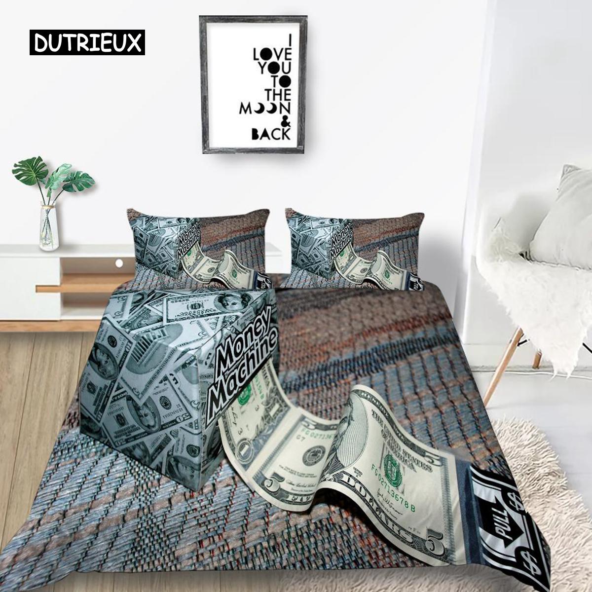 

Пододеяльник из микрофибры с изображением долларовых купюр Федерального резерва США с портретом Бена Франклина Комплект постельного белья Queen EU single(135x200cm)
