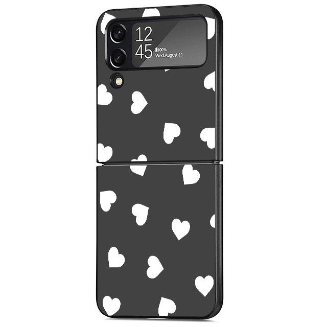 Love Heart Cell Case For Samsung Galaxy Z Flip 3 5G 4 Fashion Z Flip3 Luxury Black Hard Back Phone Coque Cover