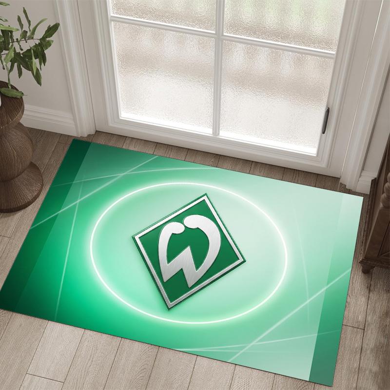 Werder Bremen Fußball Design Kristall Samt Teppich Gemütlich Nicht?Rutschfester Teppich mit Aufdruck für Schlafzimmer Wohnzimmer Eingang