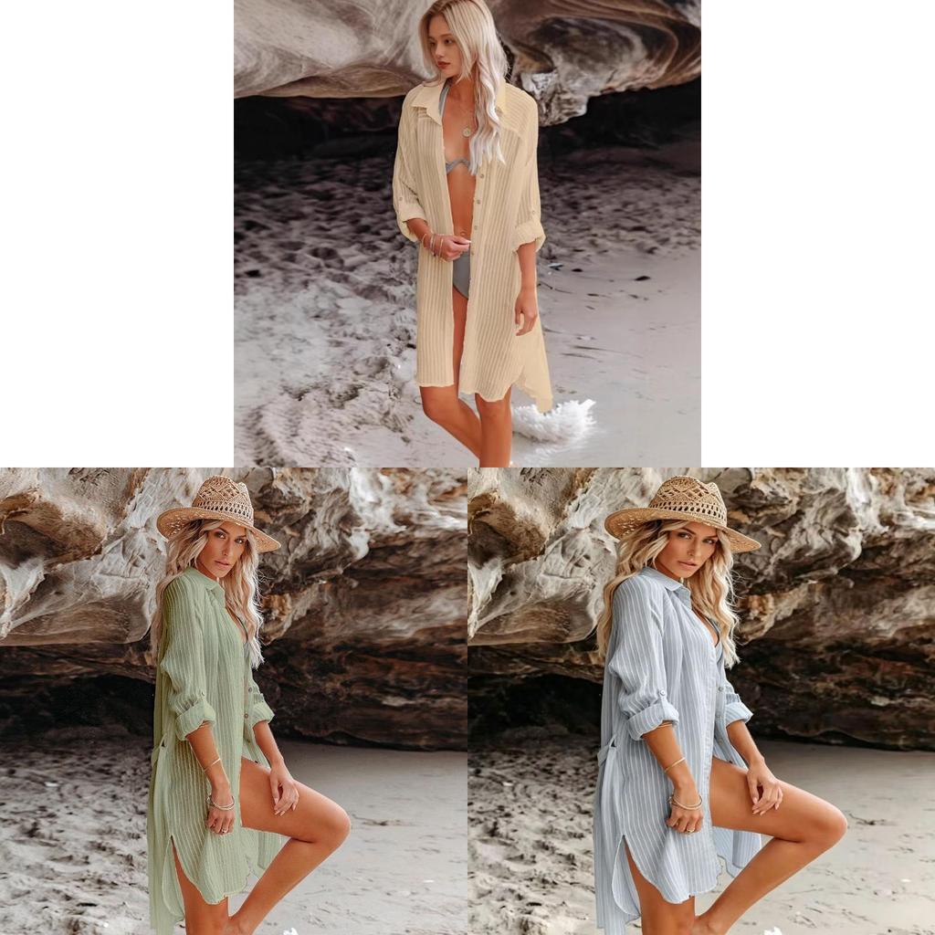 Polyester Beach Shirt With Long Sleeves For Summer Vacation And Sun Protection
