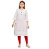 Kurti Brodé en Coton pour Filles Aarika (KurtiK1 1Blanc3 )