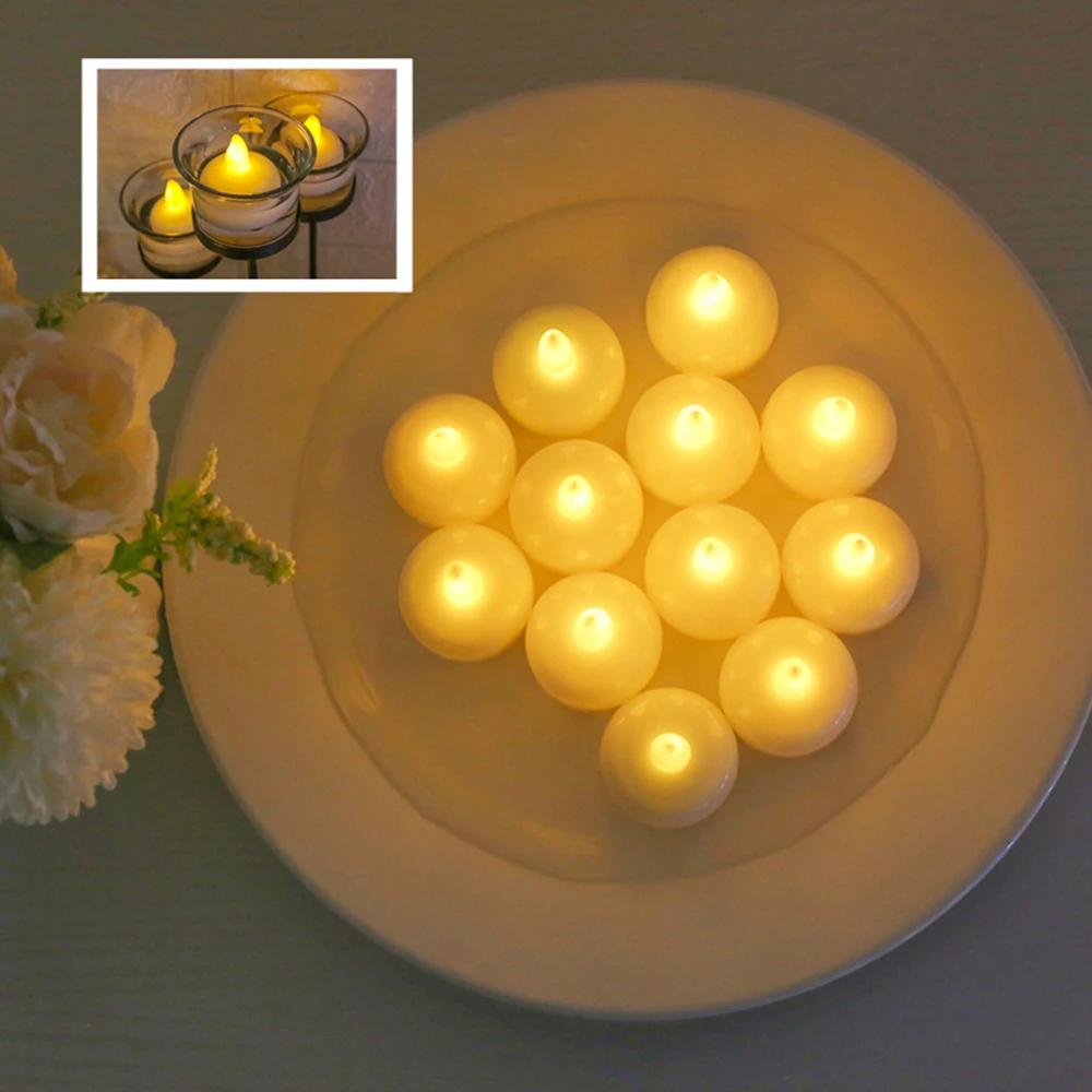 12-48pcs LED Floating Candles Flameless Flickering Tea Lights Candles for Bathtub Swimming Pool Vase Valentine Christmas Decor