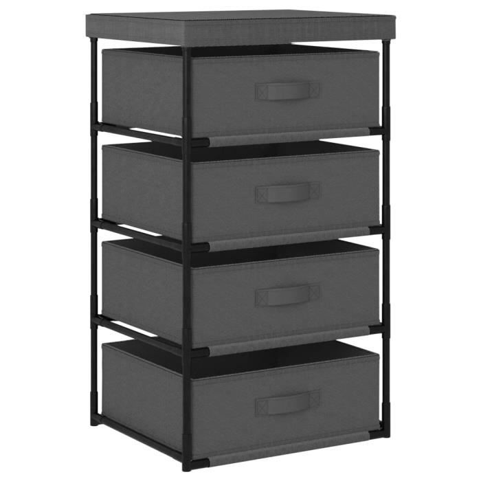 VidaXL Étagère de rangement avec 4 paniers en tissu Acier Gris