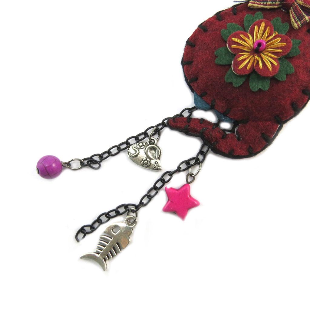 Les Trésors De Lily [P3676] - Designer Brooch 'Capucines' Burgundy (cat)