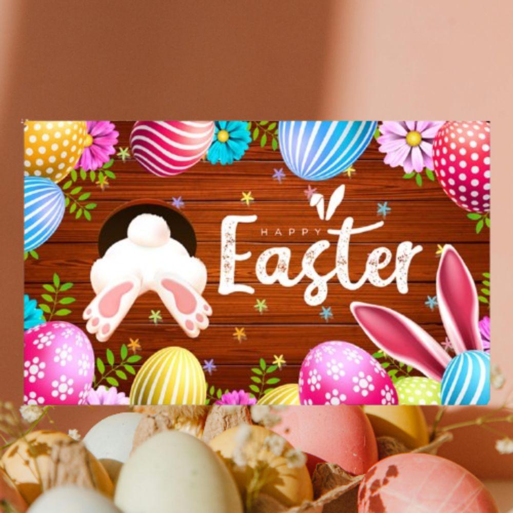 Colorful Bunny Eggs Background Decor 180*110cm Easter Photo Banner Poster Props  Home Party Decor