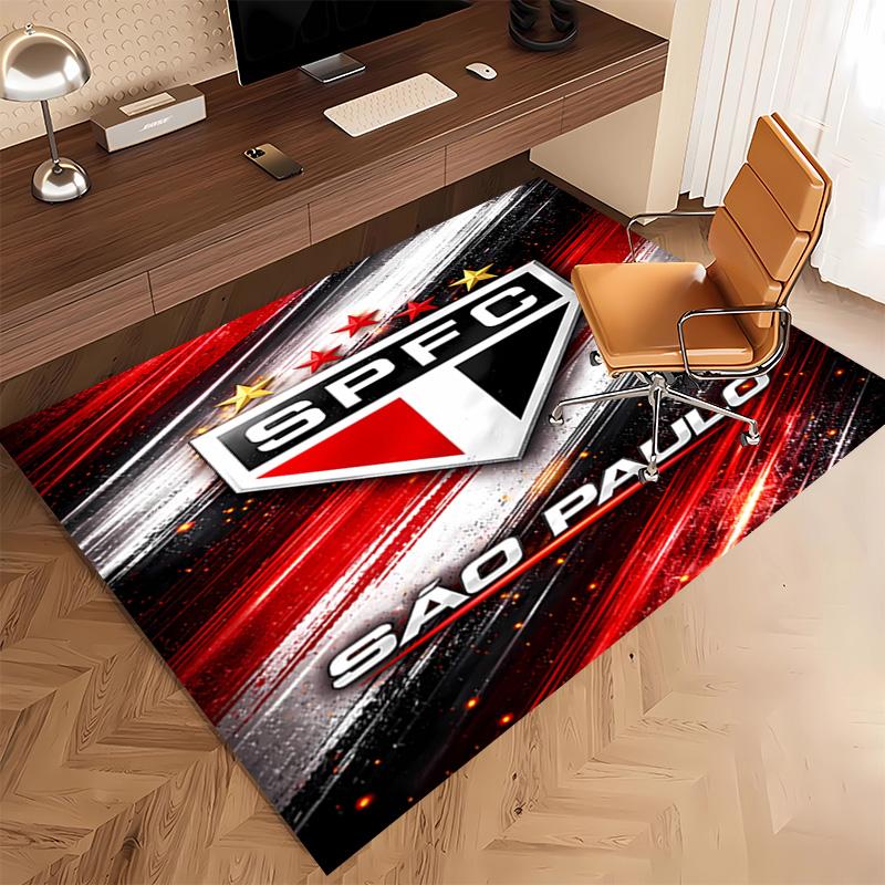 1pc São Paulo FC Logo Print Area Rug - Soft, Washable Non-Slip Indoor Mat, Living Room, Home Office Decorative Rug,Office Decorative