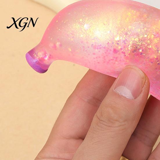 Soft Stress Ball Glitter Banana Sugar Slow Rebound Relief Clear Toy Squeeze Sensory Anxiety Relieving Simulated