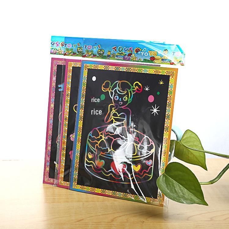 

Medium DIY Children s Rainbow Scratch Art Book with Bamboo Stylus