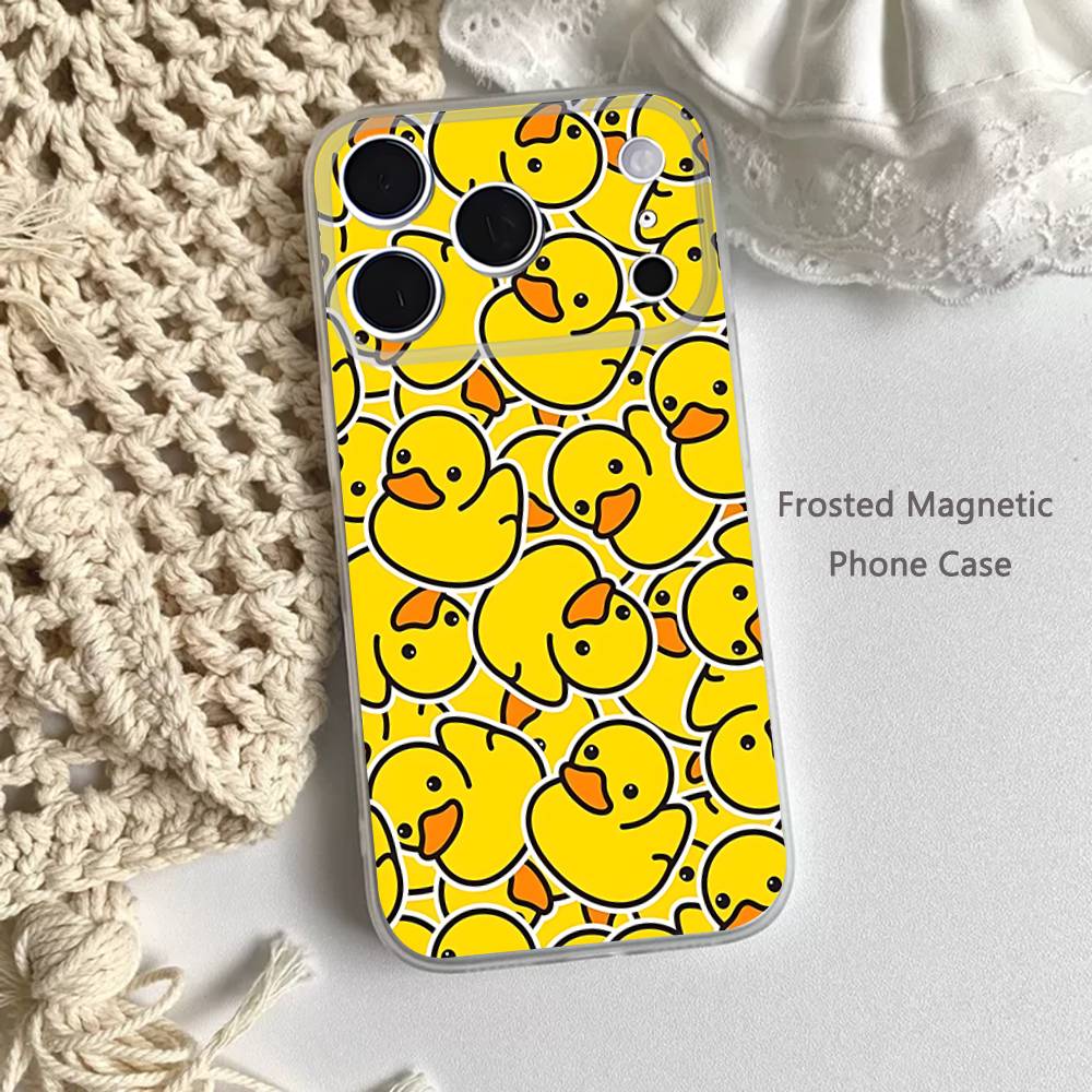 Cute Yellow Duck  Phone Case For iPhone 14,16,12,17,13,15,11 Max,Pro,Mini,Plus,Air,E Magnetic Frosted Transparent