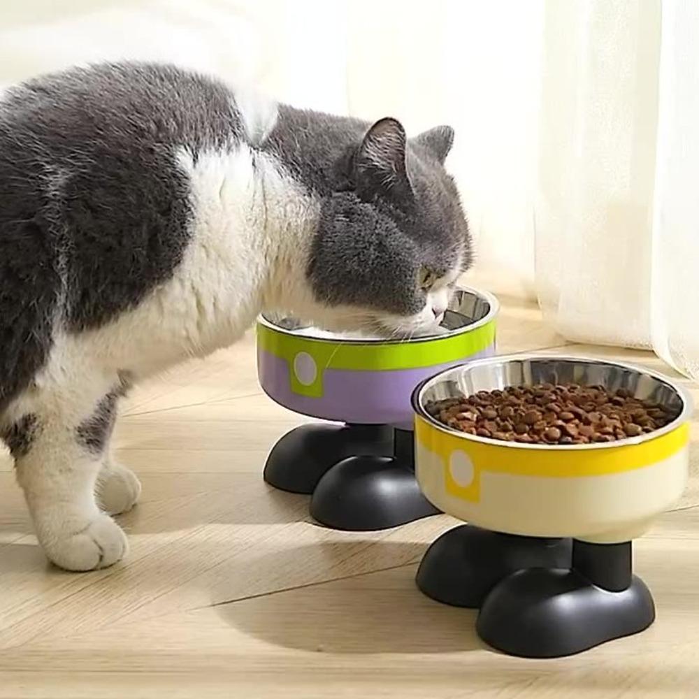 

Stainless Steel Dog Bowl Anti Slip Cat Rice Bowl New Cat Bowl Pet жовтий