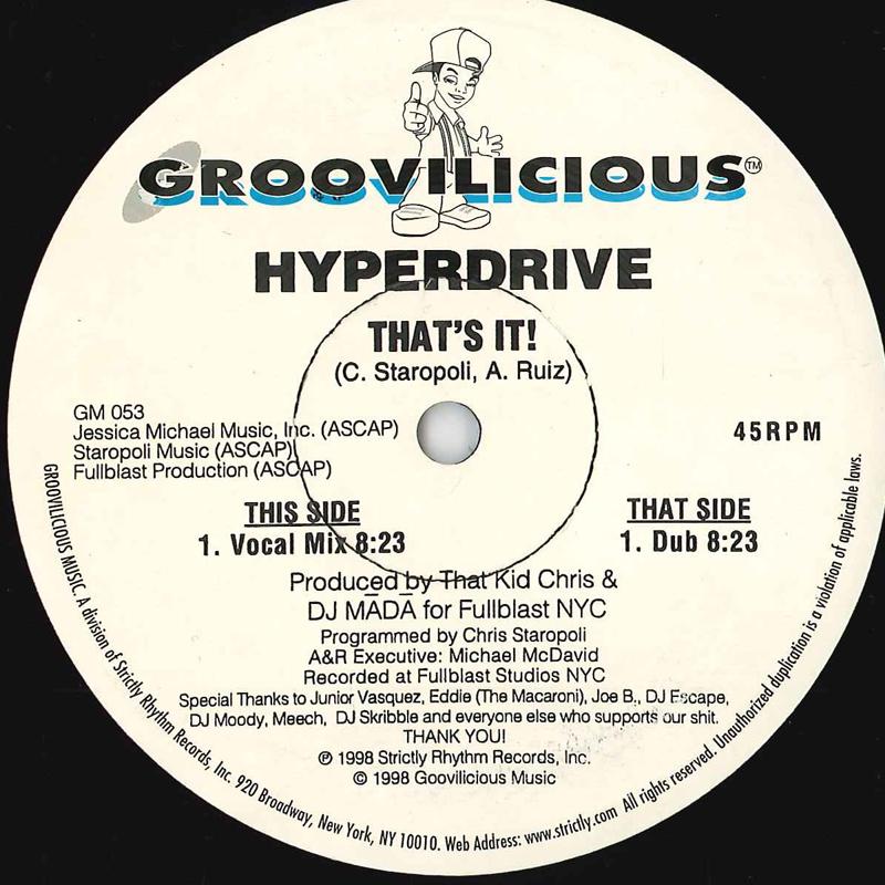 12inch Record HYPERDRIVE - That's It! GM053 GROOVILICIOUS 1998 US Dance & Electronica Used