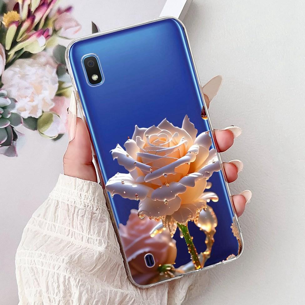 Clear For Samsung A10 Case SM-A105F Cute Fashion Flowers Painted Back Cover For Samsung Galaxy A10 Phone Case A105G A105M A105FN