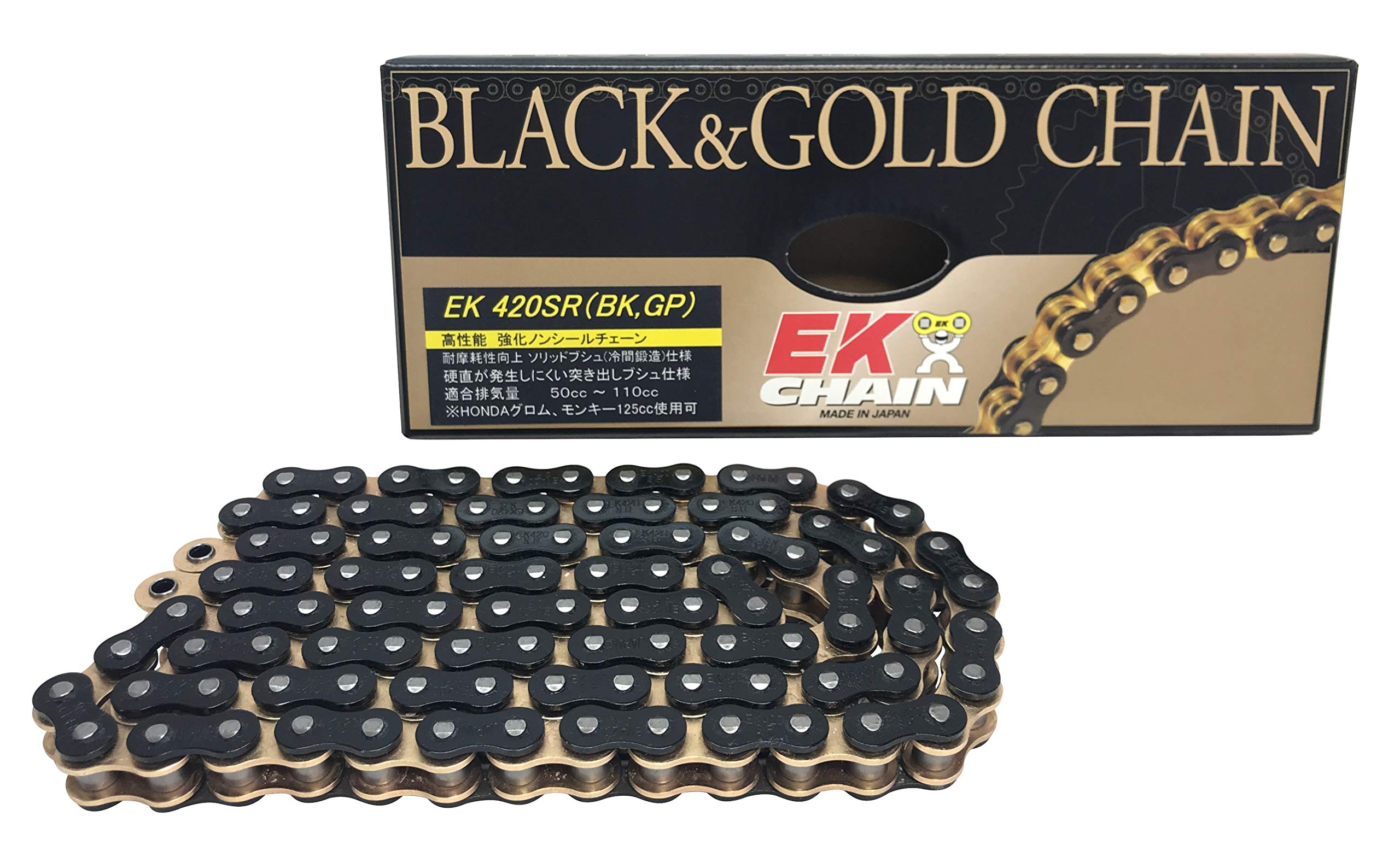 

Ланцюг EK Reinforned 420SR Black Gold 110L без ущільнення та [затискне з єднання]