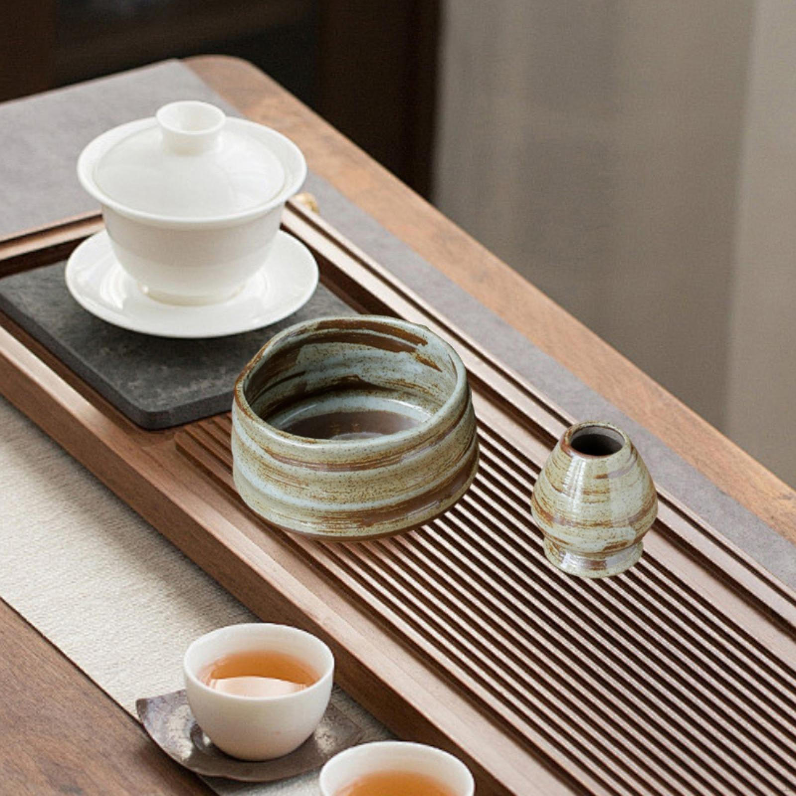 

Элегантный набор чаш для матча с держателем для венчика — предметы первой необходимости для чайной церемонии дома коричневый