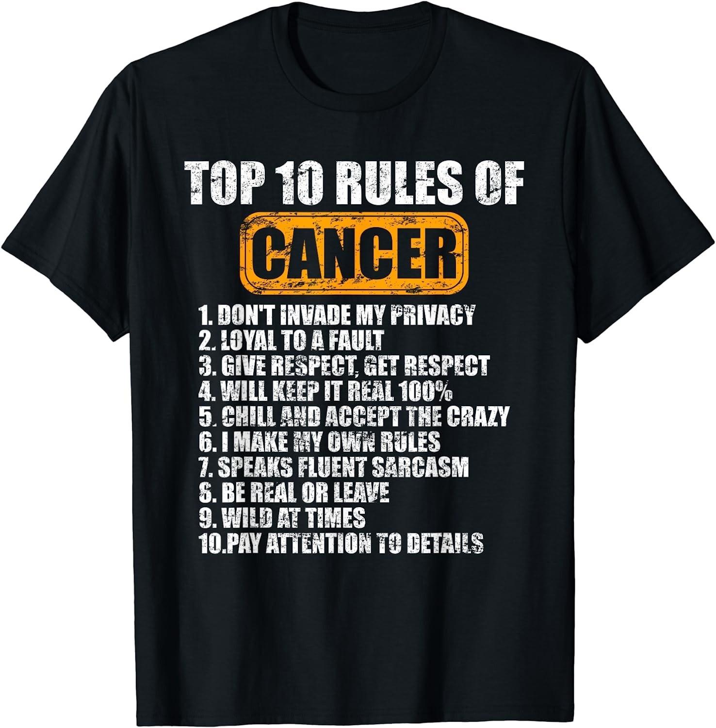 NEW LIMITED! Zodiac Sign June July Top 10 Rules of Cancer Tee - MADE IN USA XXL