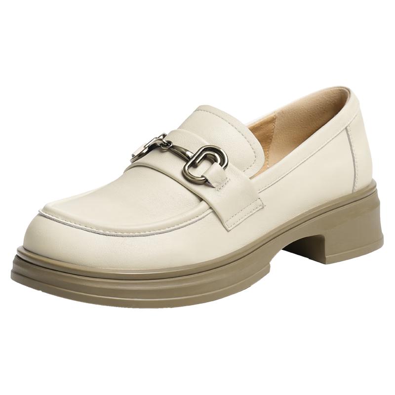 Women s Slip-On Loafers with Thick Sole EU 36 бежевый