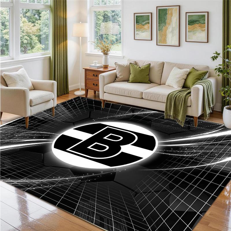 Borussia Mönchengladbach Design Crystal Velvet Rug Soft Decorative Mat for Bedroom Entrance