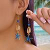 Neue Trendige Blaue Seestern Muschel Hängeohrringe für Damen Goldfarbe Muschelperle Dangle Ohrring Sommer Strandurlaub Zirkon Geschenk