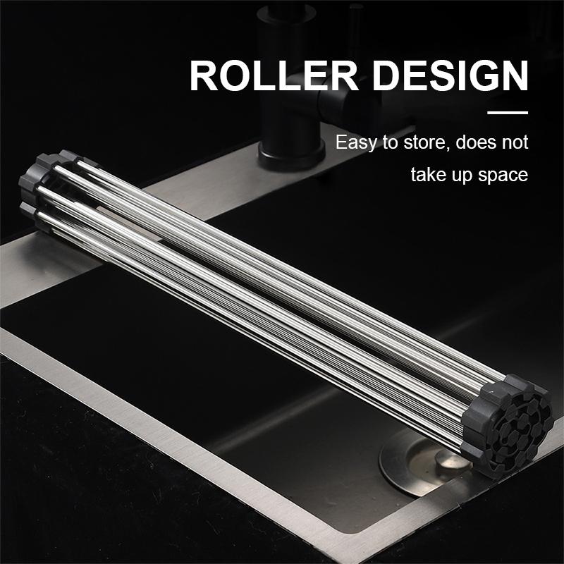 Foldable Stainless Steel Sink Drainer Heat Resistant Kitchen Countertop Storage Organizer Vegetable Dishe Water Filter Shelf