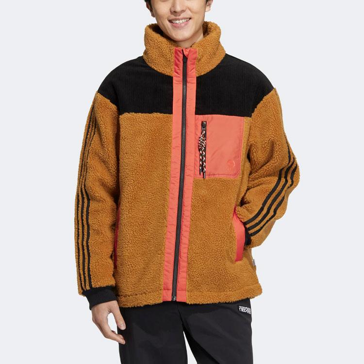 Adidas Neo Utility Jacket Padded with Stand Collar, Long Sleeves and Zipper Unisex Outerwear Brown HN4769