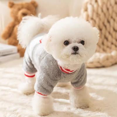 Autumn Thin Velvet Simple Letters Traction Dog Quad Bi Bear Teddy Cat Arctic Velvet Pet Clothes