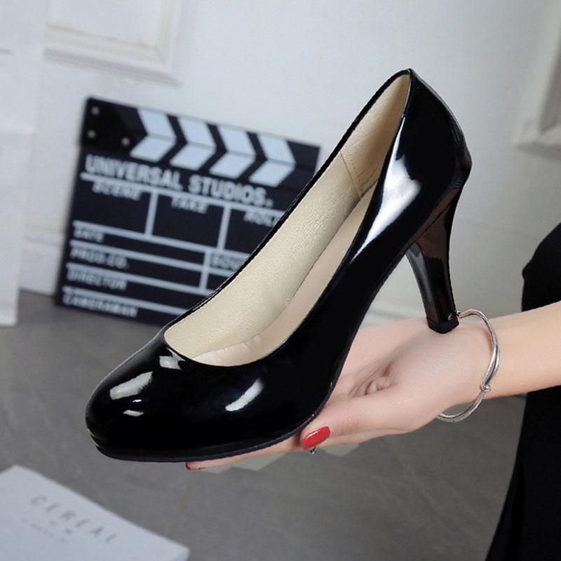 High Heels Neue Schuhe Damen Weiß Hochzeitsschuhe Dicke Hohe Absätze Mode Party Pumps Schuhe Schwarz Rot Große Größe 34-42