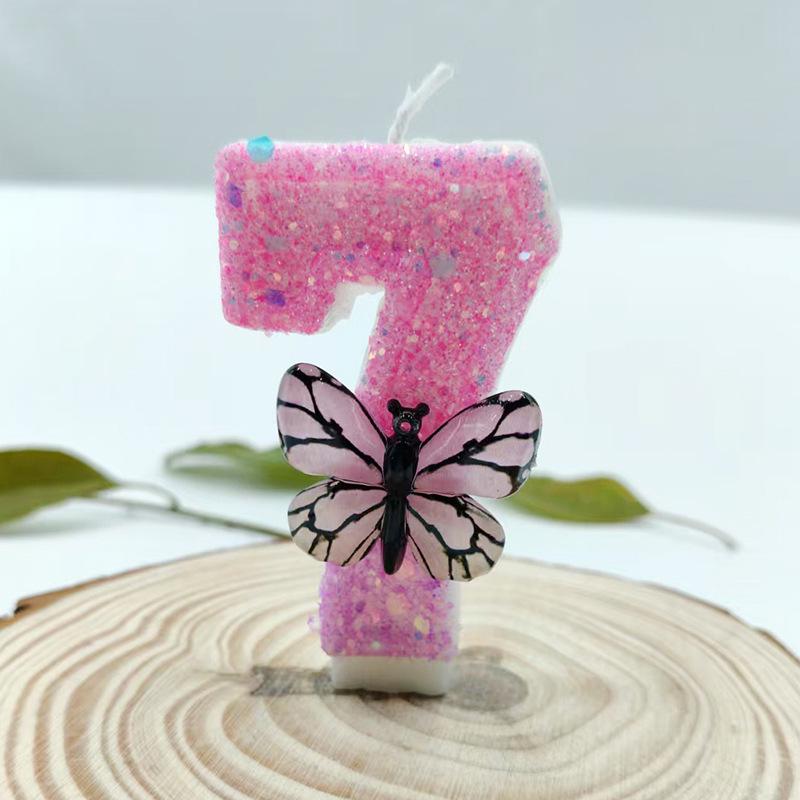Pink Butterfly Princess Birthday Number Candles - Individually Packed and Creative Party Decorations