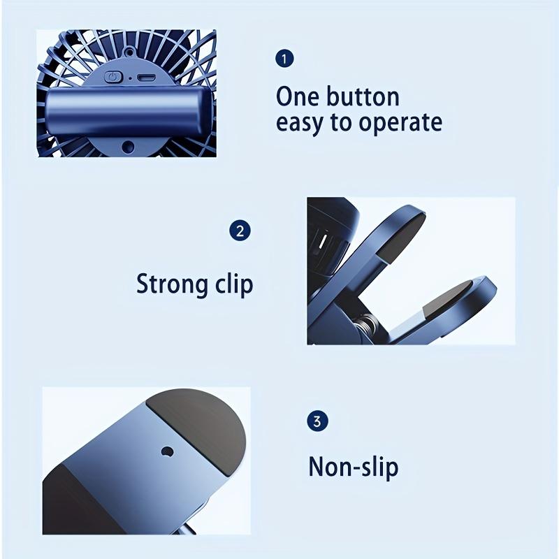 Portable USB Electric Fan Mini Portable hanging/clip-on/desktop Three Modes Of Use, 720 Degrees Rotating Blower Cool