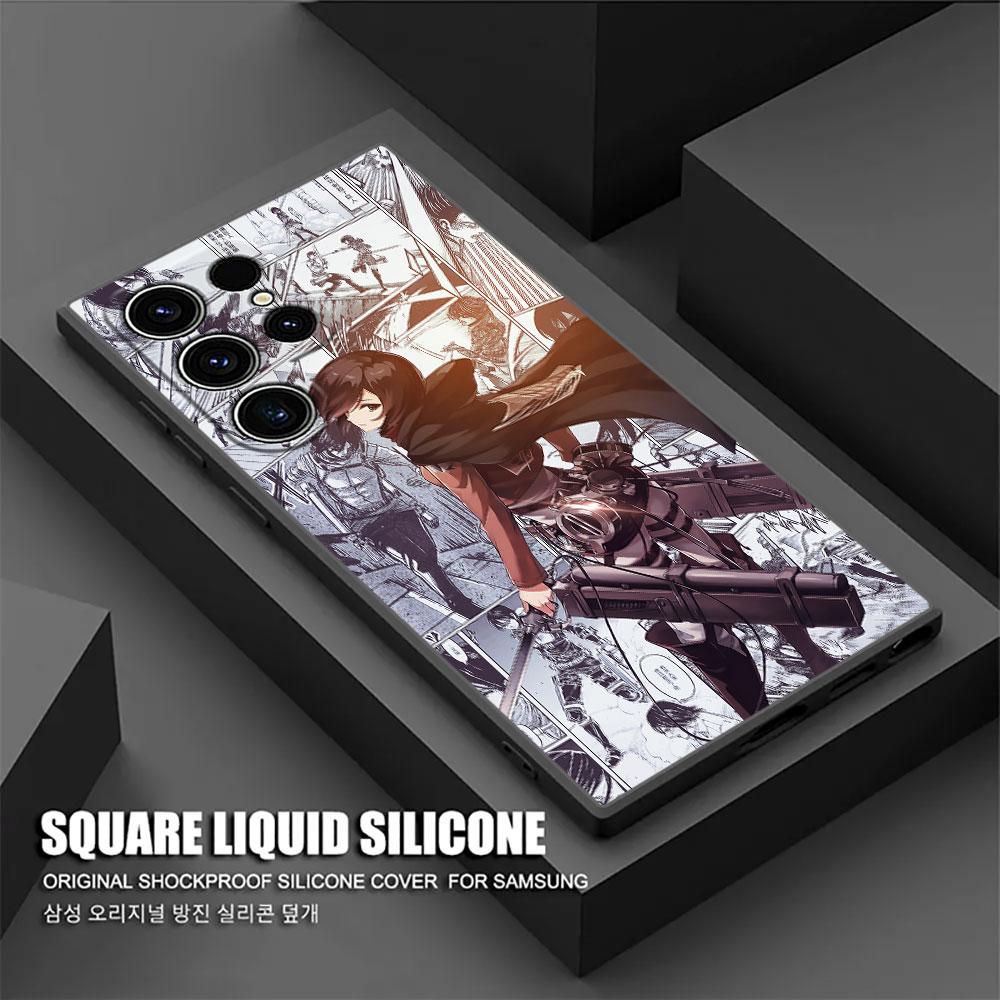 Attacks Manga on Titans Phone Case For Samsung Galaxy S24 Ultra Case S23 S21 S20 FE S22 9 Plus Note 20 Ultra Cover Mikasa Anime