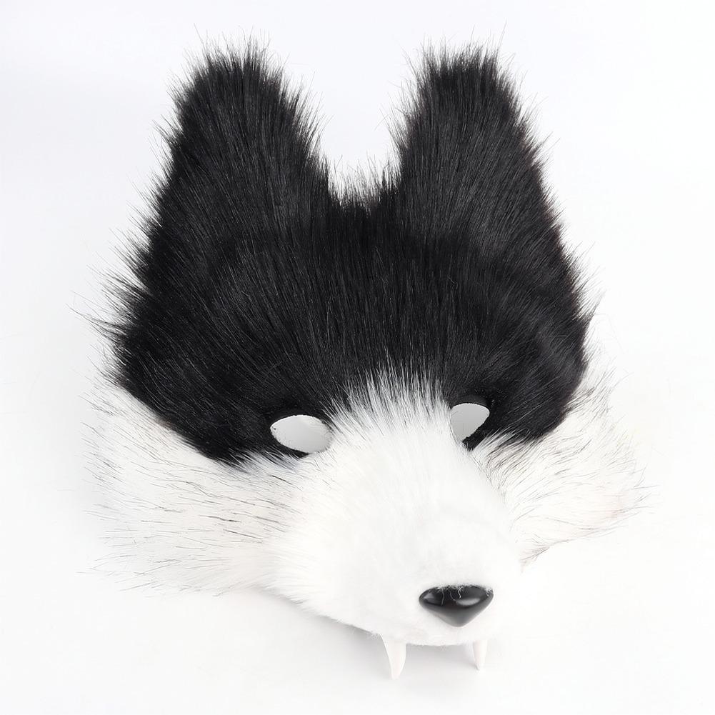 Halloween Wolf Mask Plush Tail Accessory Kit Simulation Animal Roleplay Costume Props Party Masquerade Decoration Set