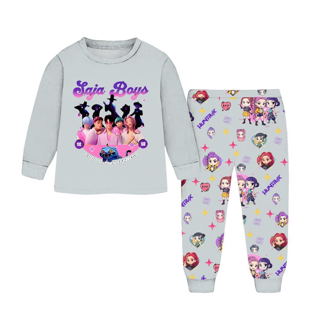 Dětský módní oblek Sukně Kulatý výstřih Top s dlouhým rukávem Kalhoty