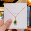Luxury Full Zircon Red Crystal Pendant Necklace For Women Titanium Steel Girls Couple Lady Gift Fashion Jewelry
