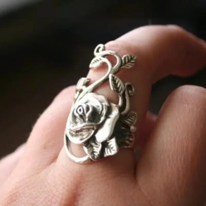 Milan Girls Fashion Retro Old Rose Flower Women's Zircon Ring Party Casual Wholesale Fashion Zircon