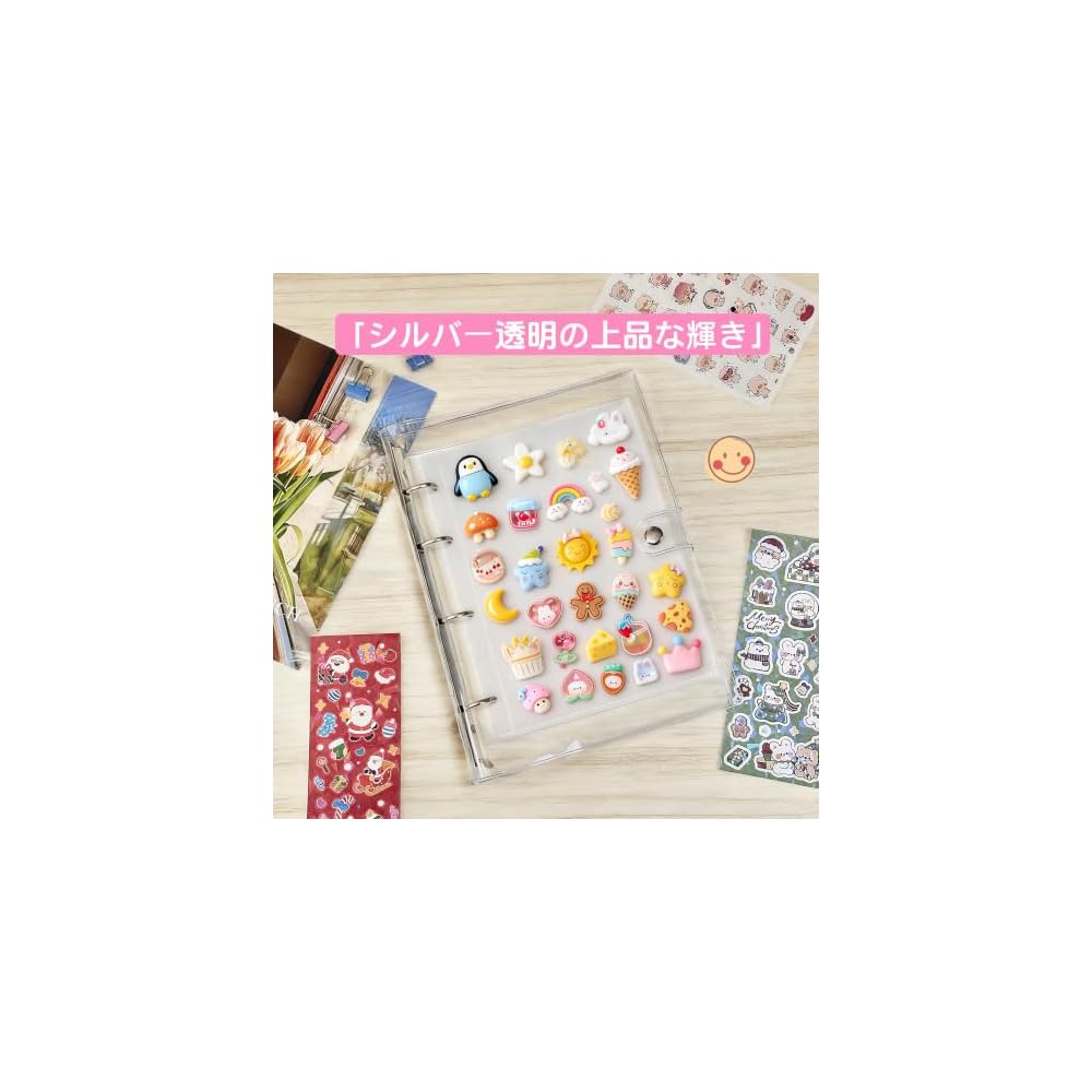 Topmvp Sticker Album, A4 Size, Large, Transparent, 4-Hole Binder | Includes 10 Sheets of Removable