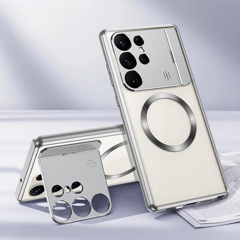 Suitable for Samsung S23ultra Mobile Phone Case Aromatherapy Bracket Magnetic Suction S24u Full-inclusive Anti-fall 22 Simple 21 Protective Case