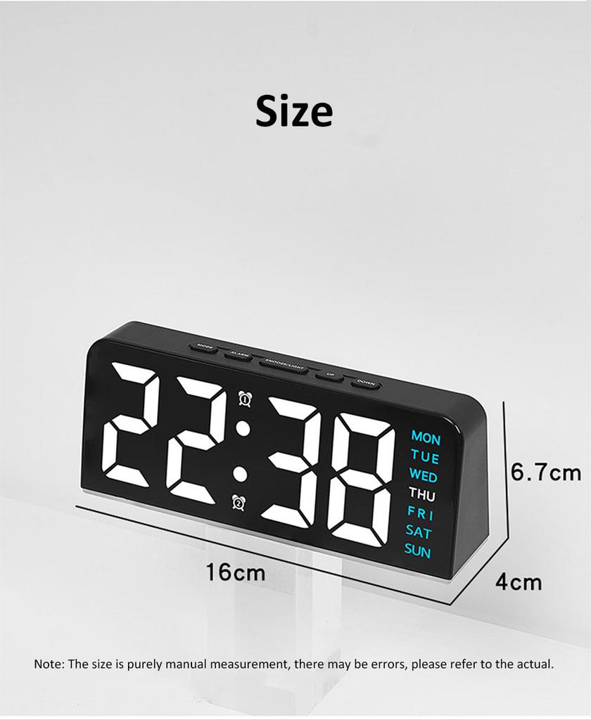 7'' LED Digital Alarm Clock Table Clock Three-Level Adjustable Brightness Dimmer/Dual Alarm/Temp/Date/Night Light for Bedrooms