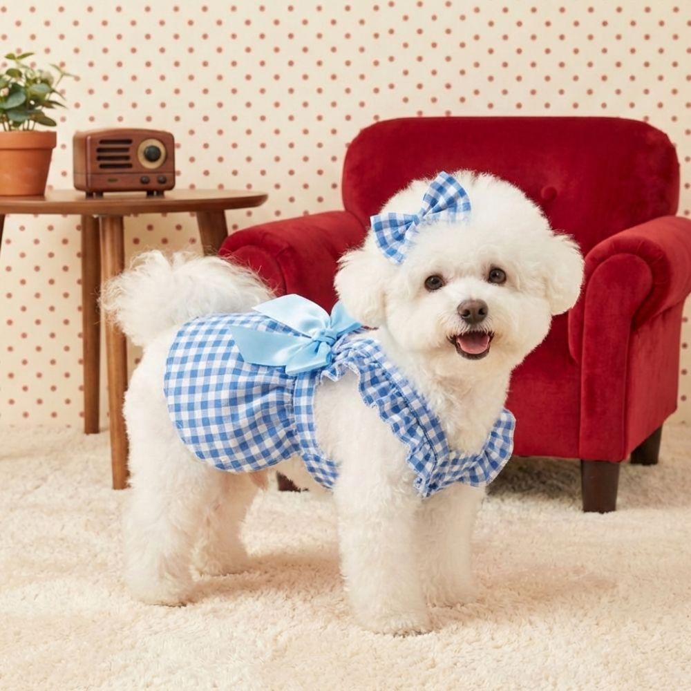 Polka Dots Printing Cat Dog Princess Dress Flying Sleeve Pet Dress Cute Pet Skirts Spring Summer