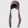 Handmade Fringed Ball Red Knitted Wool Cap Thermal Bald Hat Winter Ear Protector Tied Hat Trendy Hat Children