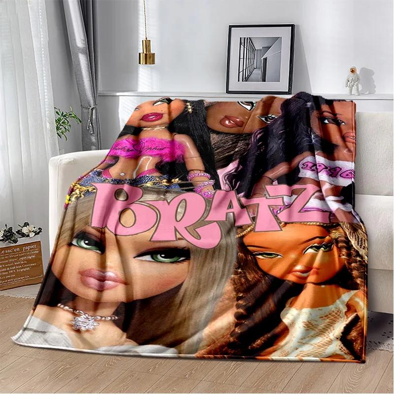Bratz Cartoon D Aufdruck Mädchen Decke Weiche Flanell Überwurf für Schlafzimmer Sofa Picknick Büro Wandern Kinder Geschenk Heimtextilien