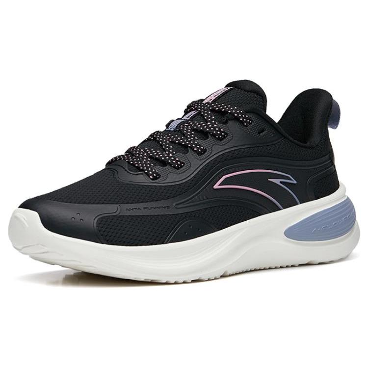 Anta Cushioning Slip Resistant Abrasion Resistant Low top Running Shoes Women's Black 122245571-5