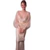 European and American Women's Clothing Cross-border  Autumn New Light Luxury Perspective Bubble Sleeves Satin Waist Celebrity Dress Set