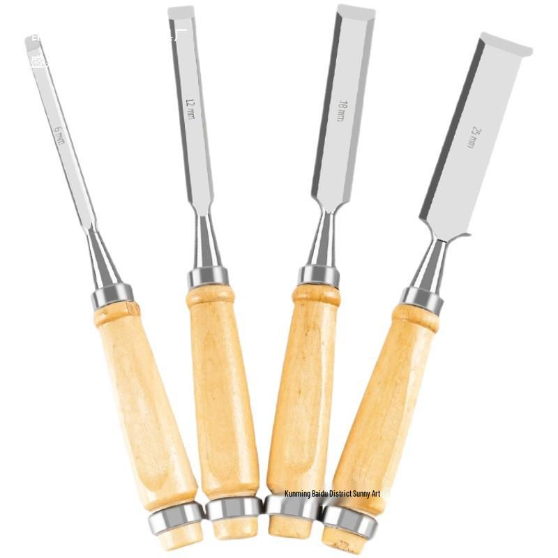 Chrome Vanadium Steel Woodworking Chisel Set with Wooden Handles