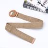 Round Wooden Buckle Dress Belt For Women Elastic Straw Belt Casual Braided Wide Strap Woven Girls PP Fashion Female Designer