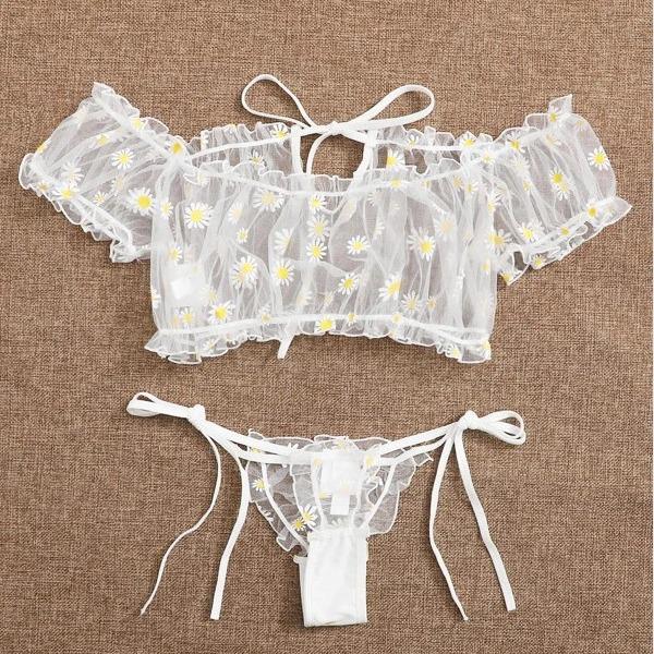 Ensemble de lingerie deux pièces sexy en dentelle florale européenne et américaine
