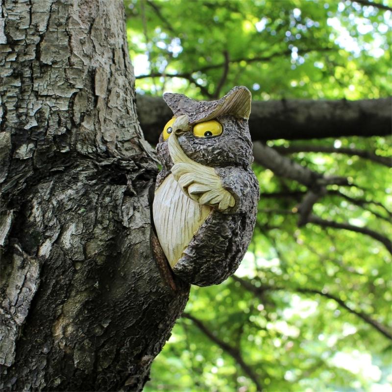 Resin Owl Tree Hanging For Garden Balconies And Courtyards Decoration Unique Resin Shoo Owl Ornament