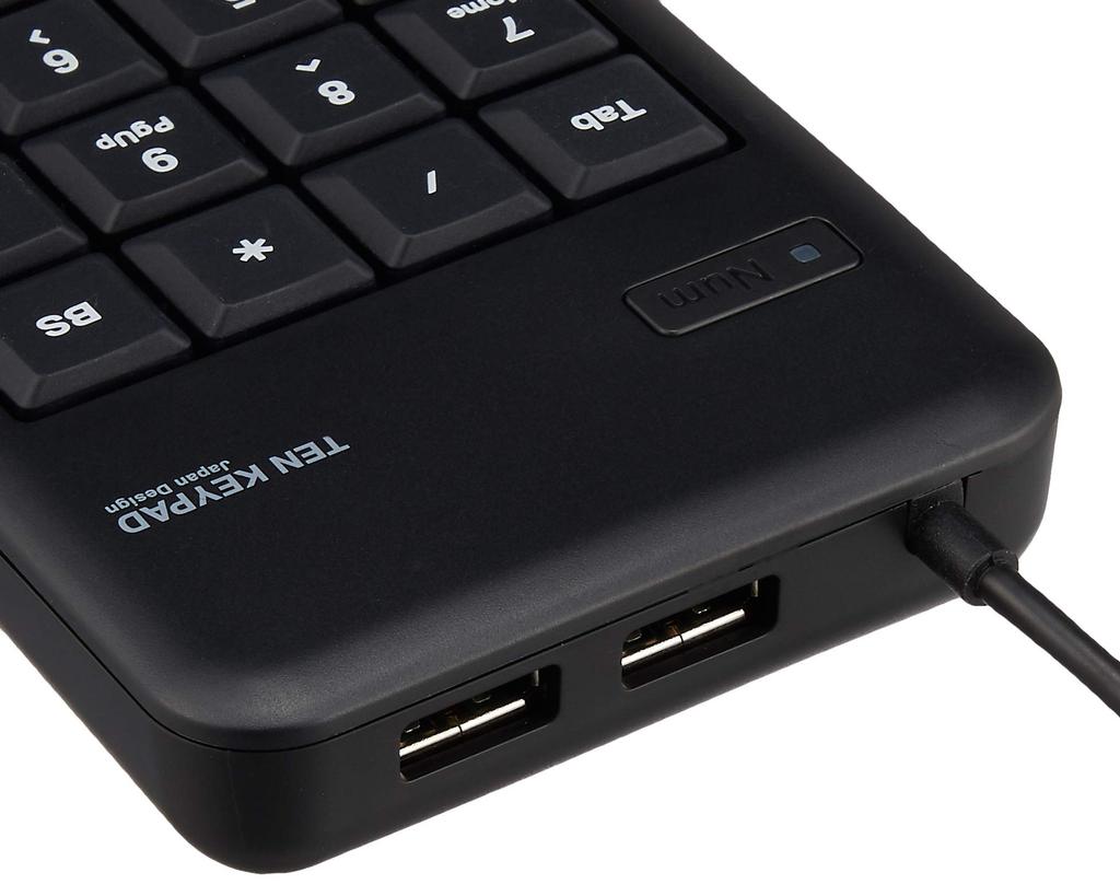 ELECOM Wired Membrane Numeric Keypad, Small, with USB Port, Heavy-Duty, Black, TK-TCM014BK