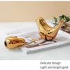 Eramic Golden Bird Figurine Set with Non-Slip Base, Decorative Bird Statues for Tabletop Shelf